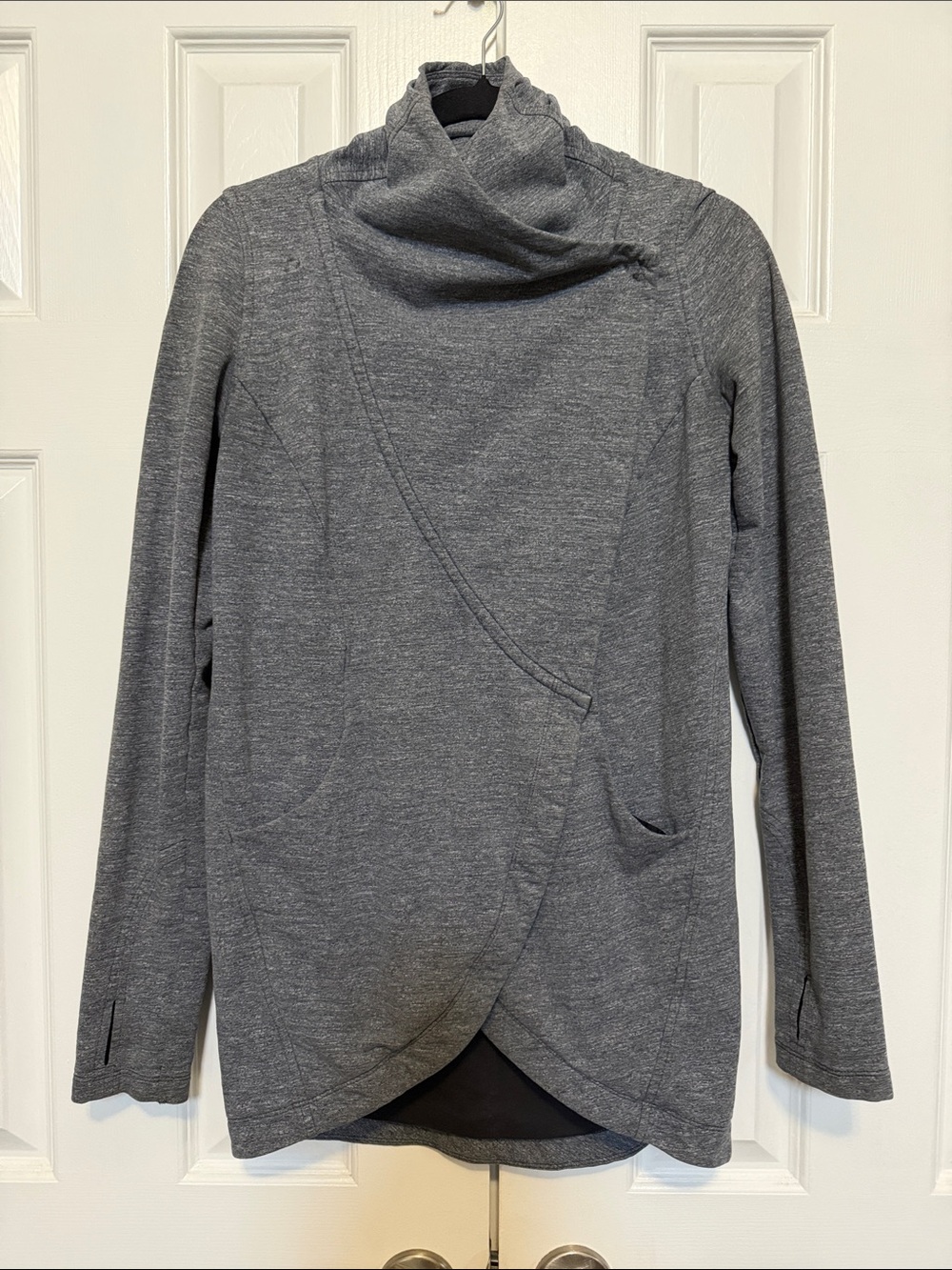 lululemon athletica Heather Gray Wrap Cowl Neck Sweater